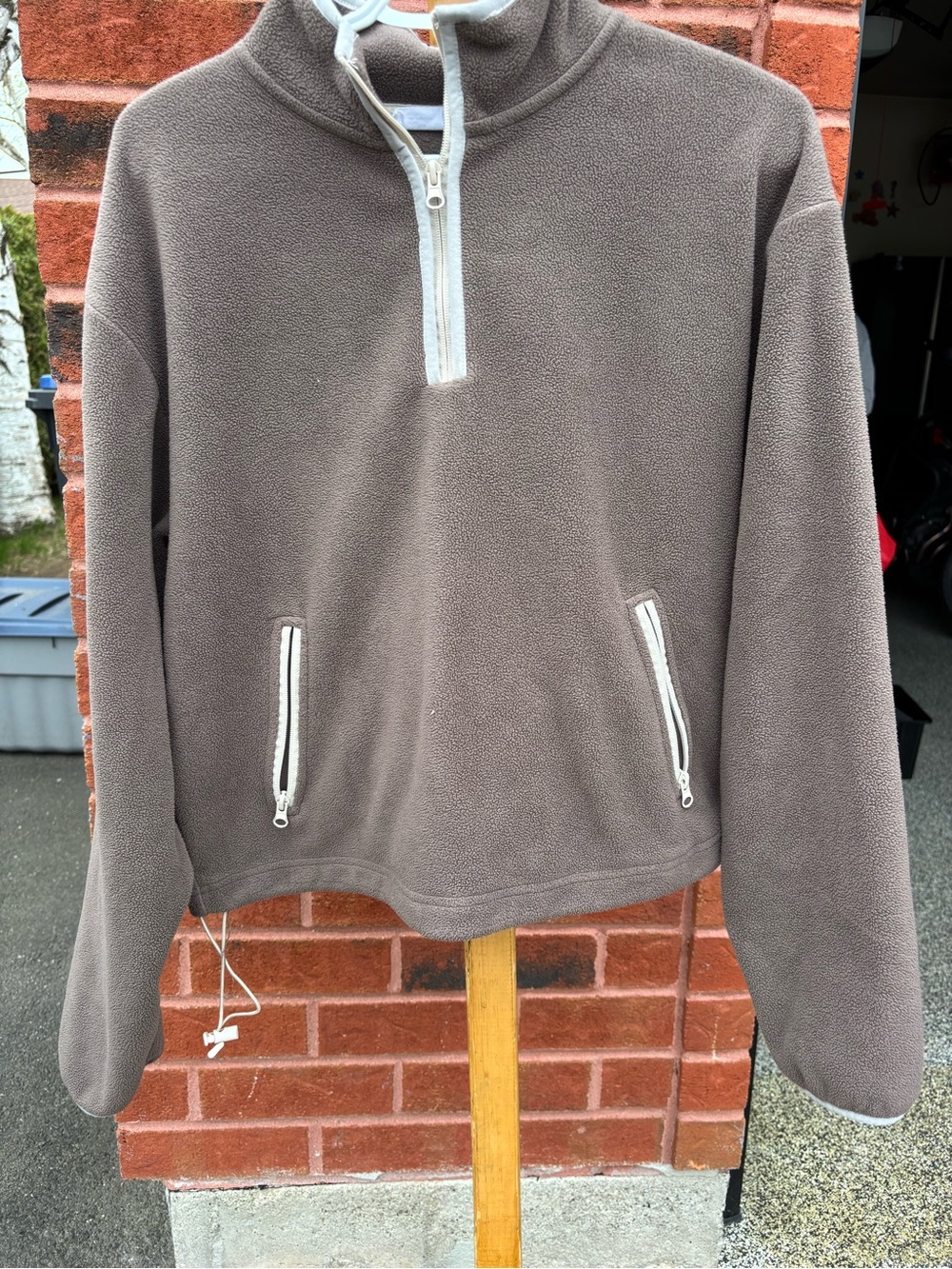 Taupe Half-Zip Fleece Pullover Jacket - Women